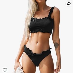 Cupshe striped ruffle swim top size M